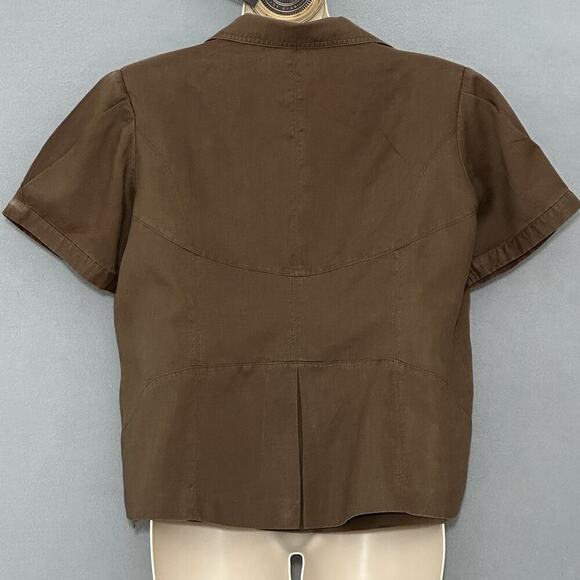 Lino USA Womens Top Plus 1X Brown 100% Linen 2 Piece Embroidered Classic Clasual - Picture 4 of 16